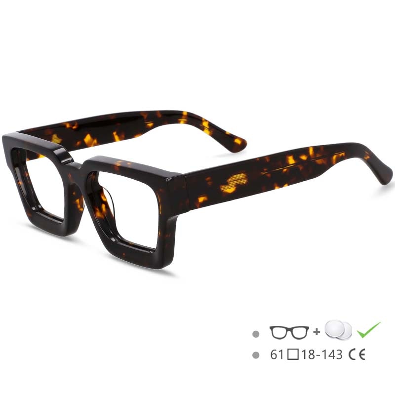 CCspace Unisex Full Rim Square Acetate Frame Eyeglasses 54290 Full Rim CCspace Leopard China