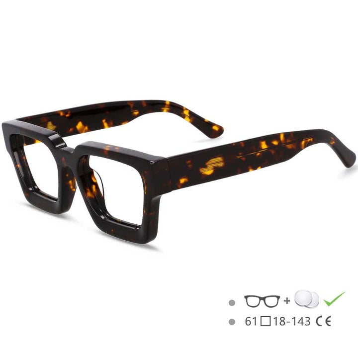 CCspace Unisex Full Rim Square Acetate Frame Eyeglasses 54290 Full Rim CCspace Leopard China