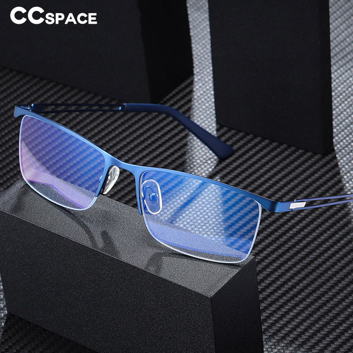 CCspace Men's Semi Rim Rectangle Alloy Frame Eyeglasses 54534 Semi Rim CCspace