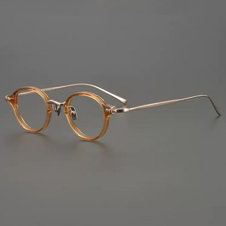Gatenac Unisex Full Rim Round Small Acetate Titanium Eyeglasses Gxyj890 Full Rim Gatenac