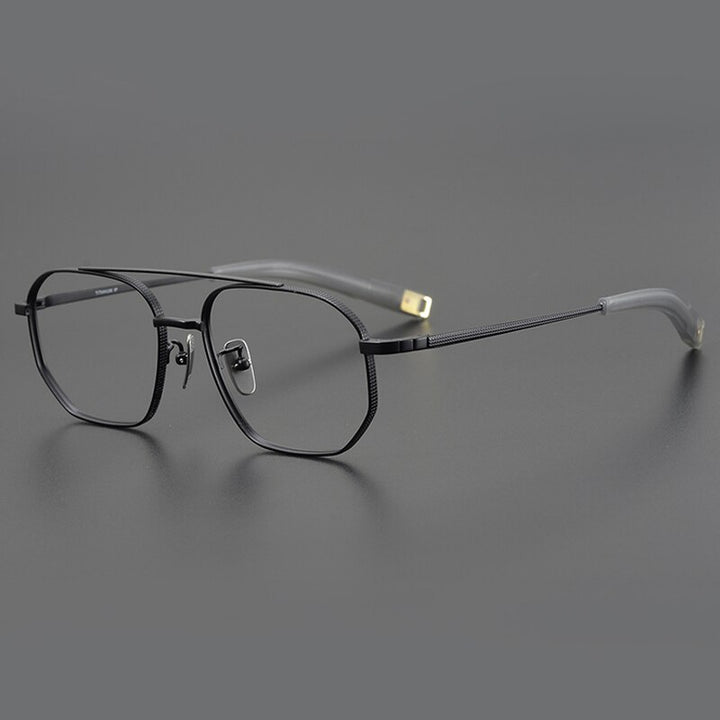 Gatenac Unisex Full Rim Round Square Double Bridge Titanium Eyeglasses Gxyj900 Full Rim Gatenac