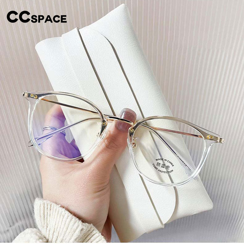CCspace Unisex Full Rim Round Cat Eye Tr 90 Titanium Eyeglasses 55897 Full Rim CCspace