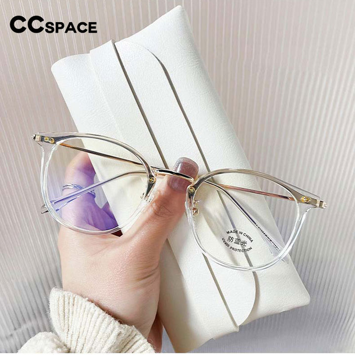 CCspace Unisex Full Rim Round Cat Eye Tr 90 Titanium Eyeglasses 55897 Full Rim CCspace