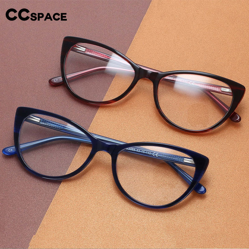CCspace Women's Full Rim Cat Eye Acetate Frame Eyeglasses 54551 Full Rim CCspace