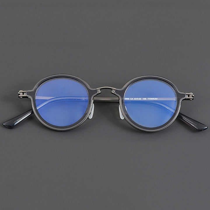 Gatenac Unisex Full Rim Small Irregular Round Acetate Eyeglasses Gxyj881 Full Rim Gatenac