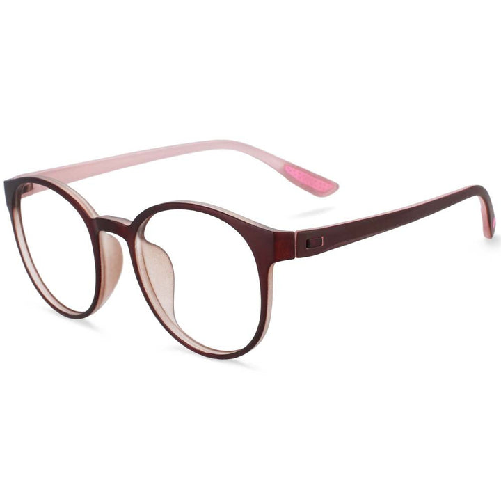 CCspace Unisex Full Rim Round Tr 90 Titanium Frame Eyeglasses 54168 Full Rim CCspace Red