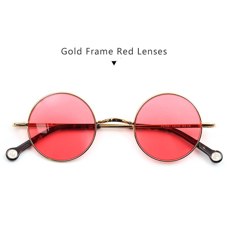 Hdcrafter Unisex Full Rim Round Alloy Polarized Sunglasses Ps7087s Sunglasses HdCrafter Sunglasses Gold-Red