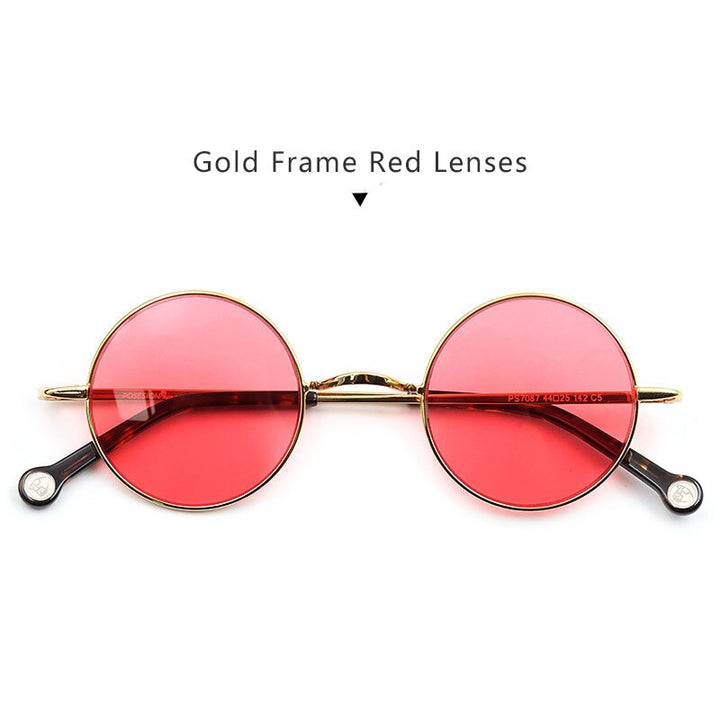 Hdcrafter Unisex Full Rim Round Alloy Polarized Sunglasses Ps7087s Sunglasses HdCrafter Sunglasses Gold-Red