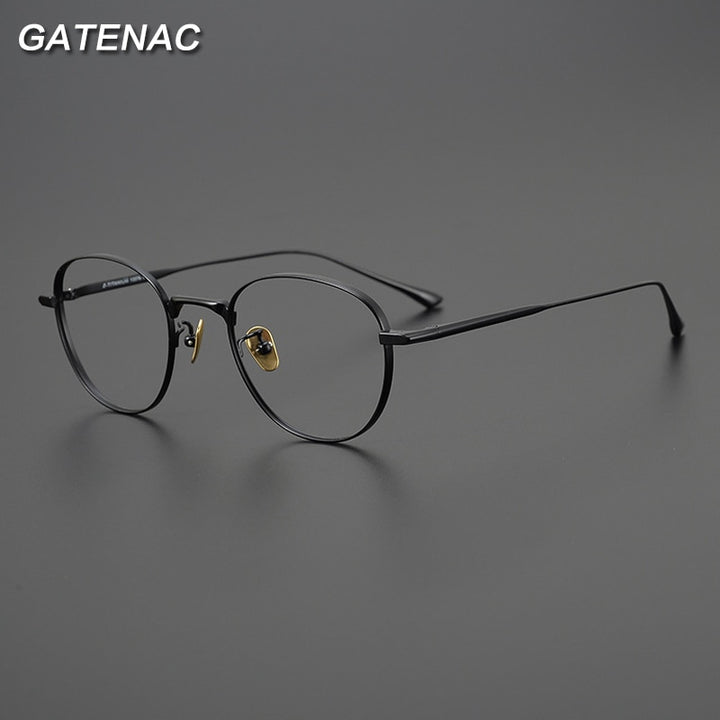 Gatenac Unisex Full Rim Round Square Titanium Eyeglasses Gxyj988 Full Rim Gatenac
