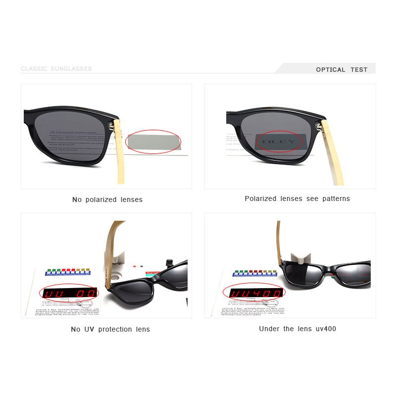 Oley Unisex Square Bamboo Wood Handcrafted Polarized Sunglasses Yz2140 Sunglasses Oley