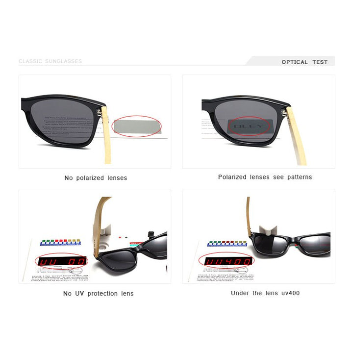 Oley Unisex Square Bamboo Wood Handcrafted Polarized Sunglasses Yz2140 Sunglasses Oley