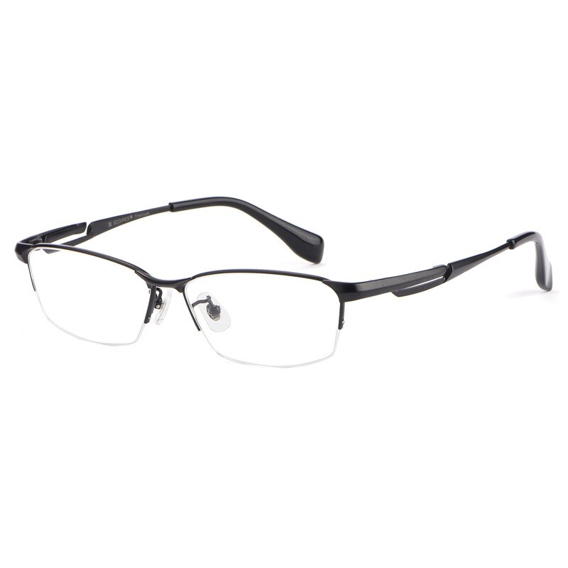 Hotochki Men's Semi Rim Rectangle Titanium Frame Eyeglasses E85759 Semi Rim Hotochki C1