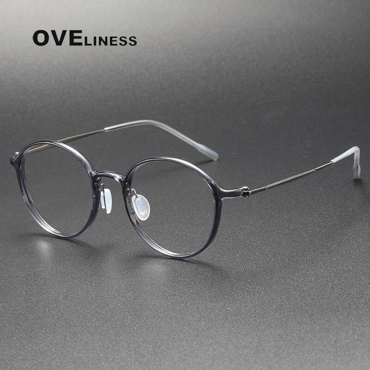 Oveliness Unisex Full Rim Round Screwless Titanium Eyeglasses 8634 Full Rim Oveliness grey blue