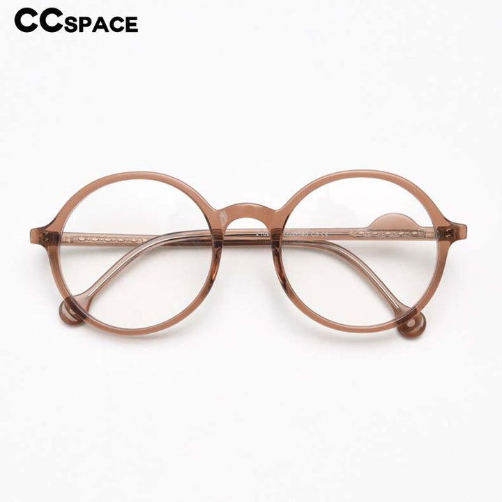 CCspace Unisex Full Rim Round Acetate Frame Eyeglasses 54613 Full Rim CCspace