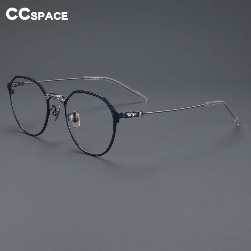 CCspace Unisex Full Rim Large Irregular Square Titanium Eyeglasses 55039 Full Rim CCspace