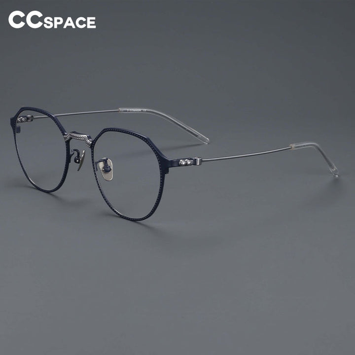 CCspace Unisex Full Rim Large Irregular Square Titanium Eyeglasses 55039 Full Rim CCspace