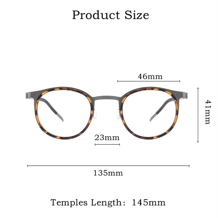 Yimaruili Men's Full Rim Round Acetate Titanium Screwless Eyeglasses 9704jw Full Rim Yimaruili Eyeglasses