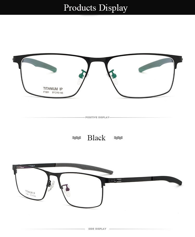 Bclear Men's Full Rim Square Titanium Frame Eyeglasses Bsf1981 Full Rim Bclear