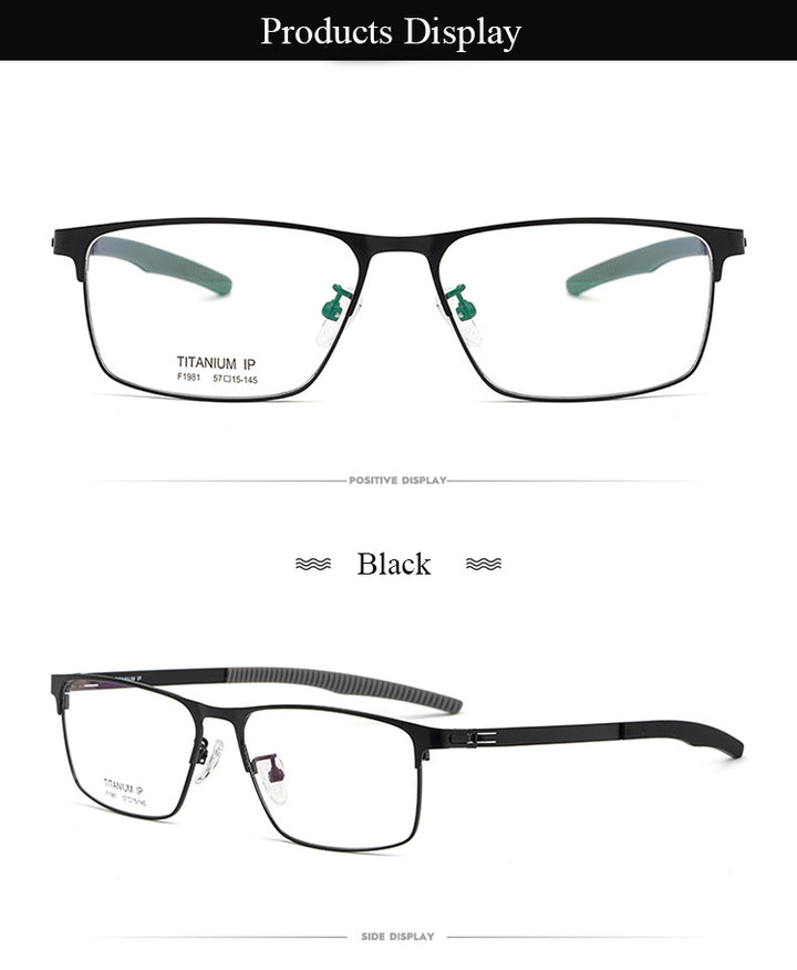 Bclear Men's Full Rim Square Titanium Frame Eyeglasses Bsf1981 Full Rim Bclear