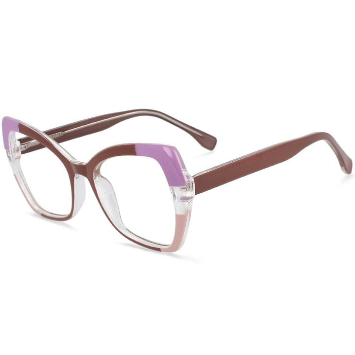 CCspace Unisex Full Rim Cat Eye Tr 90 Titanium Frame Eyeglasses 54153 Full Rim CCspace coffee