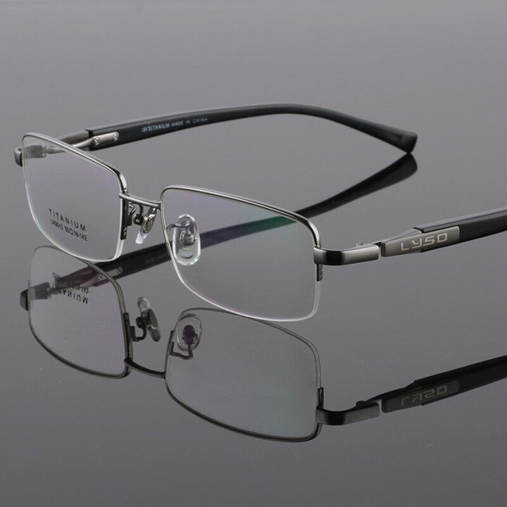 Zirosat Unisex Semi Rim Square Titanium Eyeglasses 9910 Semi Rim Zirosat Grey