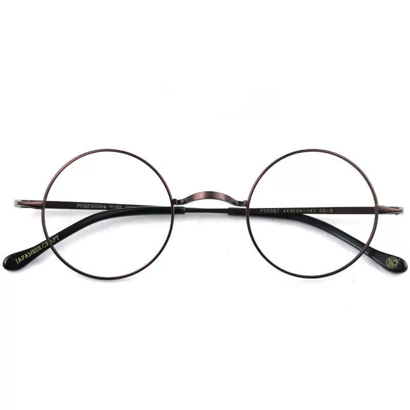 Hdcrafter Unisex Full Rim Round Titanium Eyeglasses Full Rim Hdcrafter Eyeglasses Coffee