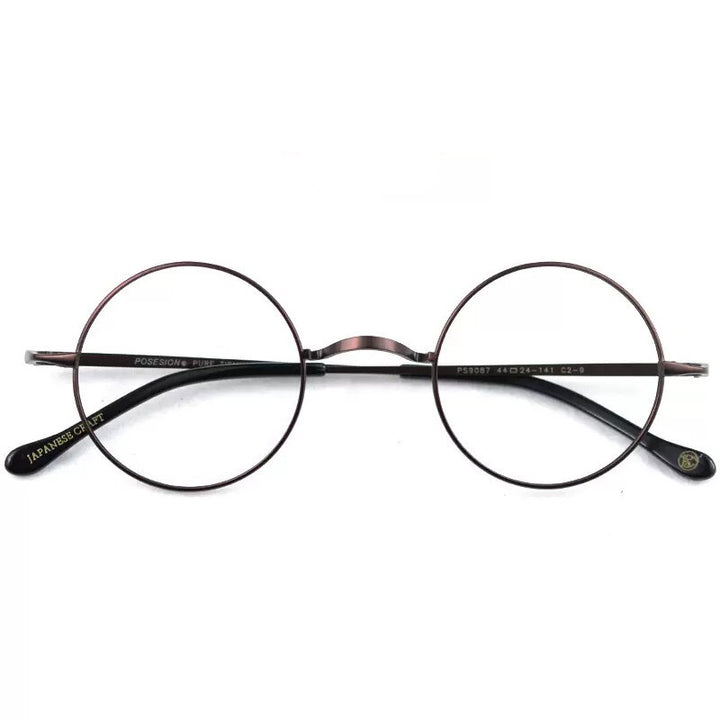 Hdcrafter Unisex Full Rim Round Titanium Eyeglasses Full Rim Hdcrafter Eyeglasses Coffee