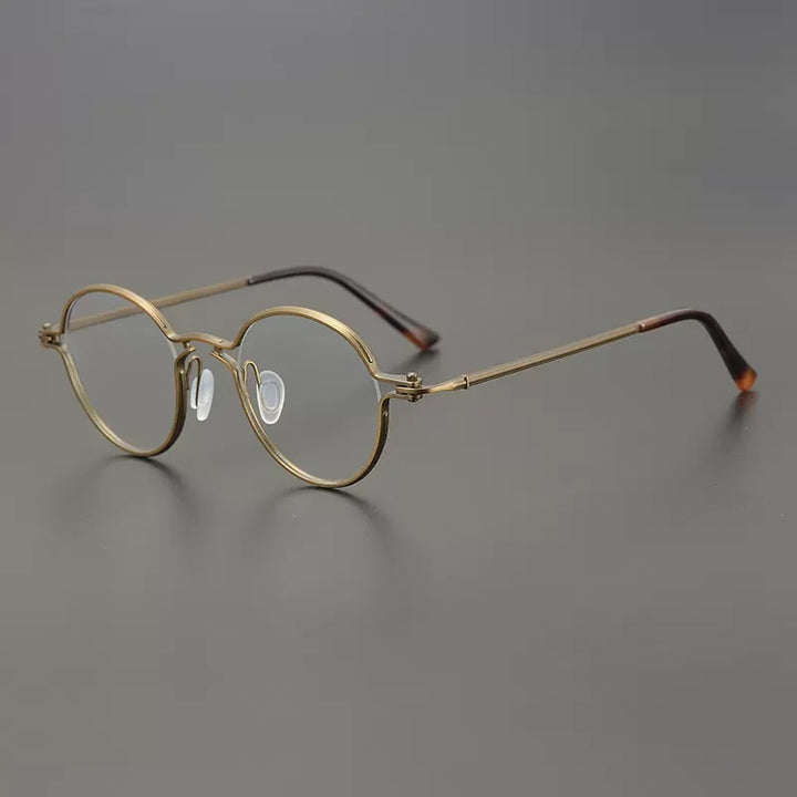 Gatenac Unisex Full Rim Round Titanium Eyeglasses Gxyj899 Full Rim Gatenac