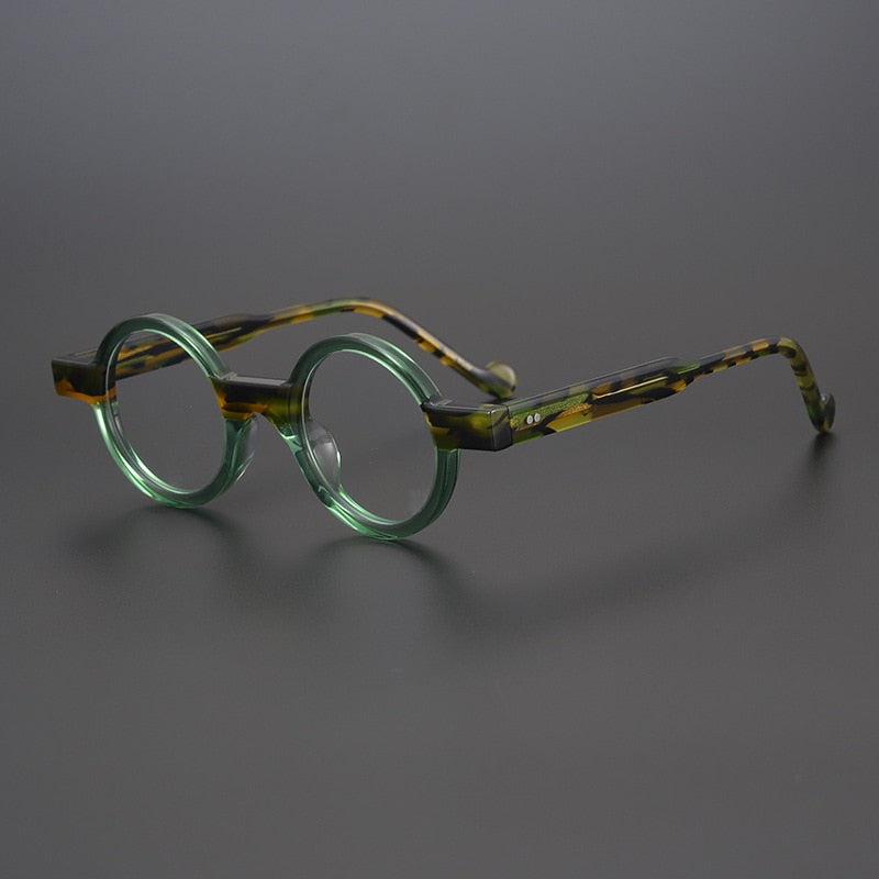 CCspace Unisex Full Rim Round Acetate Steampunk Eyeglasses 55104 Full Rim CCspace Green China
