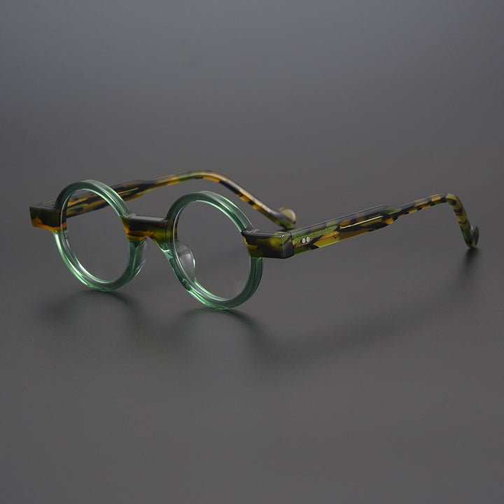 CCspace Unisex Full Rim Round Acetate Steampunk Eyeglasses 55104 Full Rim CCspace Green China