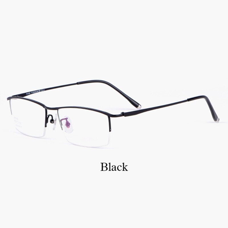 Hotochki Men's Semi Rim Titanium Alloy IP Plated Frame Eyeglasses J85148 Semi Rim Hotochki black
