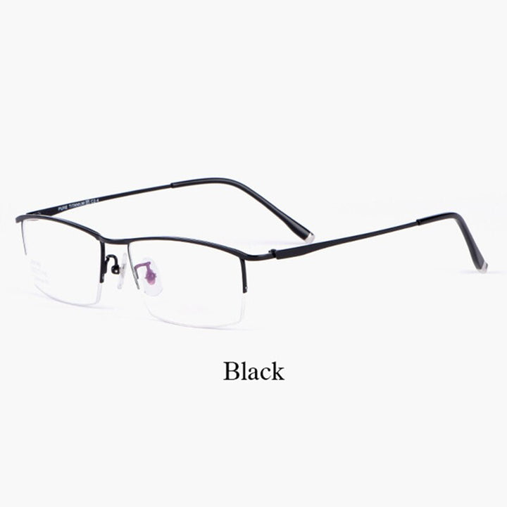 Hotochki Men's Semi Rim Titanium Alloy IP Plated Frame Eyeglasses J85148 Semi Rim Hotochki black