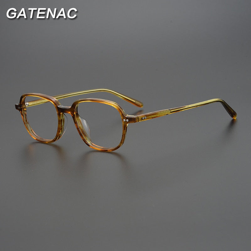 Gatenac Unisex Full Rim Square Handcrafted Acetate Eyeglasses Gxyj962 Full Rim Gatenac