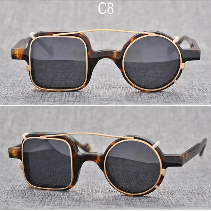 Yujo Unisex Full Rim Square Round Acetate Eyeglasses Clip On Sunglasses 002 With Clip Ons Yujo C8 China