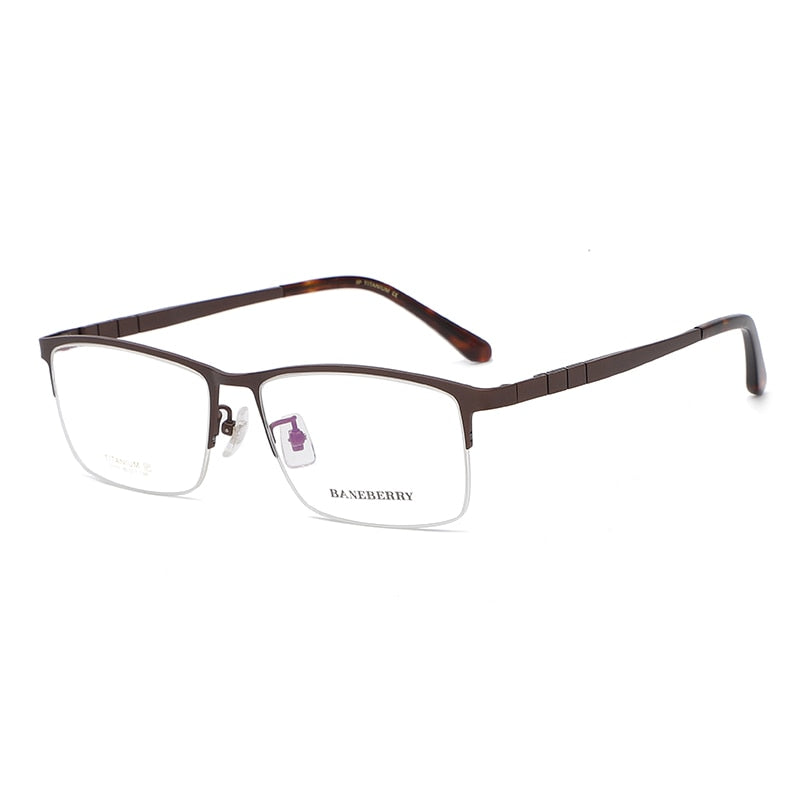 Reven Jate Unisex Semi Rim Rectangle Titanium Frame Eyeglasses 71111 Semi Rim Reven Jate