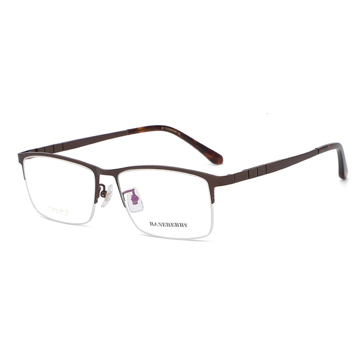 Reven Jate Unisex Semi Rim Rectangle Titanium Frame Eyeglasses 71111 Semi Rim Reven Jate