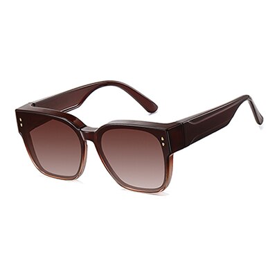 Ralferty Unisex Full Rim Square Tr 90 Acetate Oversized Overlay Sunglasses D7520 Clip On Sunglasses Ralferty C677 Brown China As picture