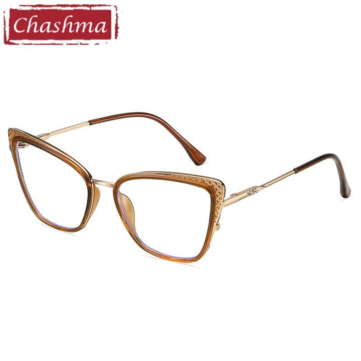Chashma Women's Full Rim Cat Eye TR 90 Titanium Frame Eyeglasses 1525 Full Rim Chashma