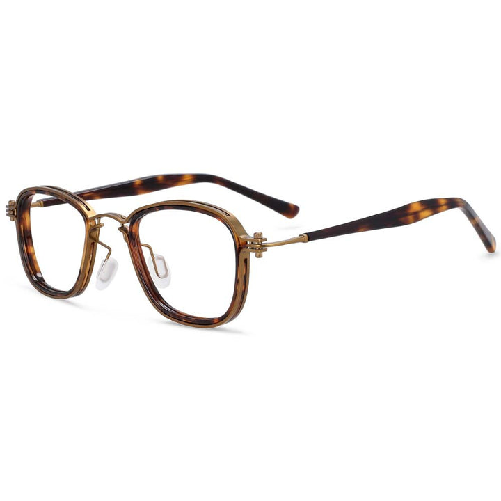 CCspace Unisex Full Rim Square Round Acetate Alloy Steampunk Frame Eyeglasses 54227 Full Rim CCspace B03 Leopard
