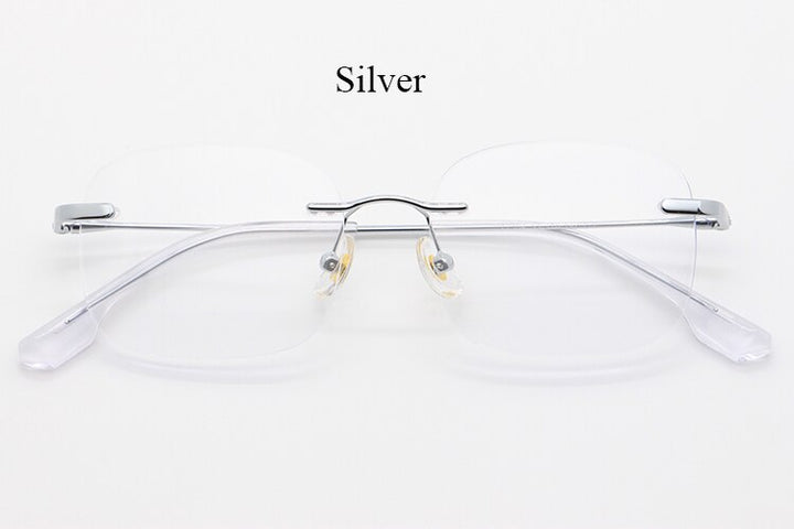 Bclear Unisex Rimless Square Titanium Frame Eyeglasses Myw01 Rimless Bclear Silver