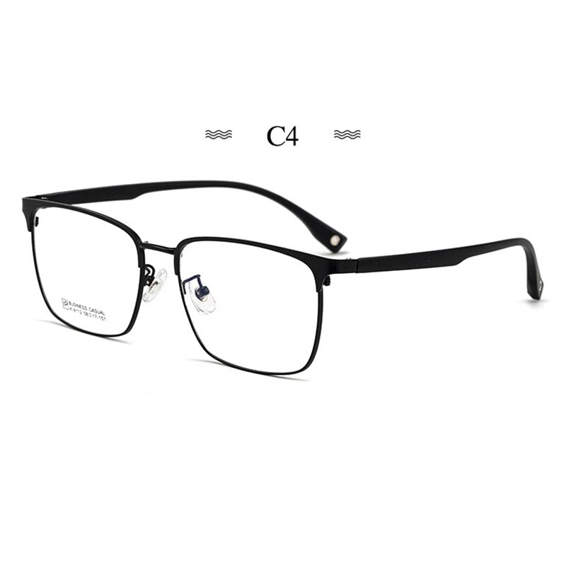 Hotochki Men's Full Rim Square Tr 90 Titanium Alloy Frame Eyeglasses K9112 Full Rim Hotochki C4