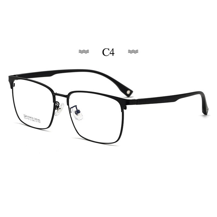 Hotochki Men's Full Rim Square Tr 90 Titanium Alloy Frame Eyeglasses K9112 Full Rim Hotochki C4