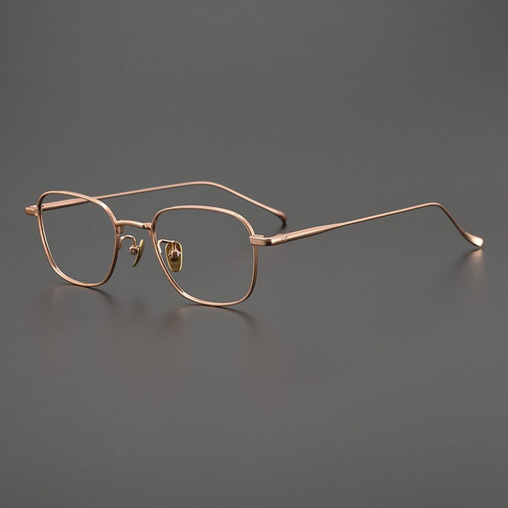 Gatenac Unisex Full Rim Square Titanium Eyeglasses Gxyj997 Full Rim Gatenac Rose Gold