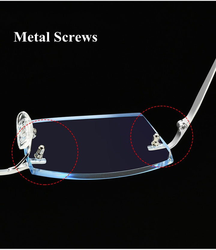 Chashma Ottica Men's Rimless Square Rectangle Titanium Eyeglasses Tinted Lenses 98069 Rimless Chashma Ottica