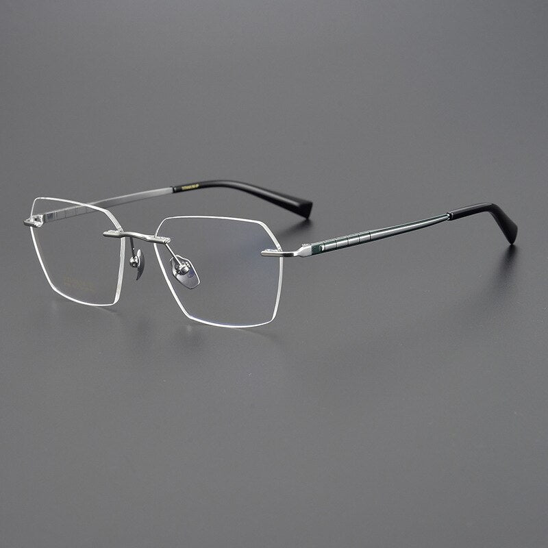 Bclear Unisex Rimless Square Titanium Eyeglasses Mys91101 Rimless Bclear Gray silver