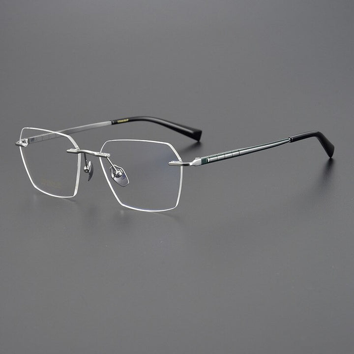 Bclear Unisex Rimless Square Titanium Eyeglasses Mys91101 Rimless Bclear Gray silver