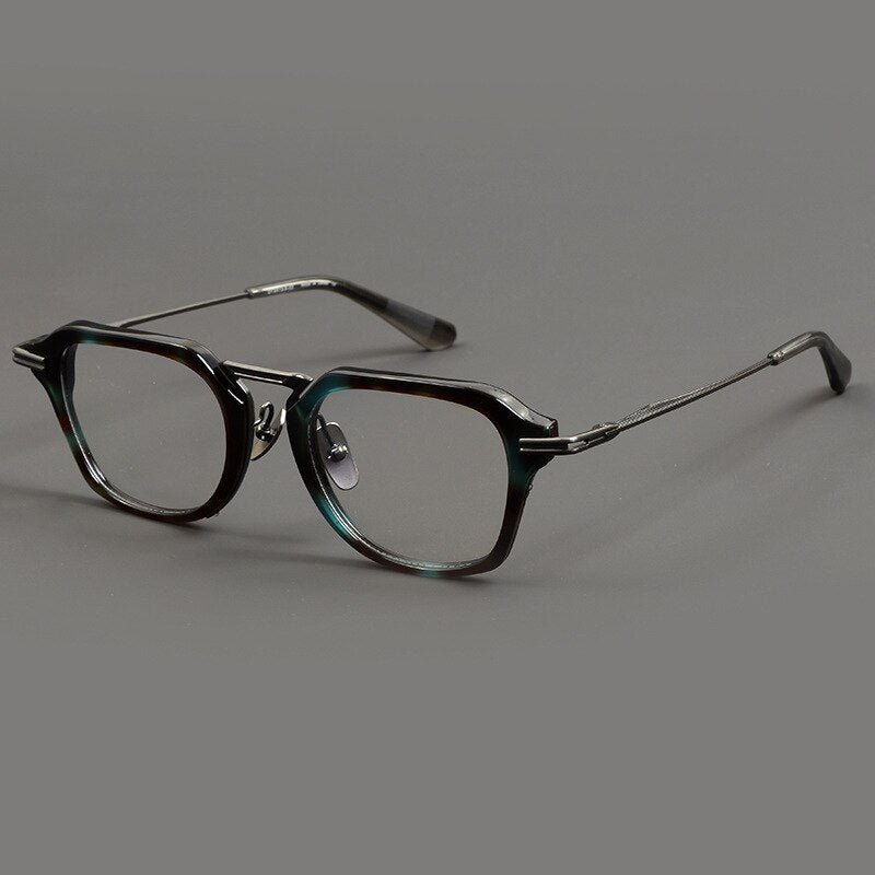 CCspace Unisex Full Rim Flat Top Square Titanium Acetate Eyeglasses 55373 Full Rim CCspace greyishGreen China