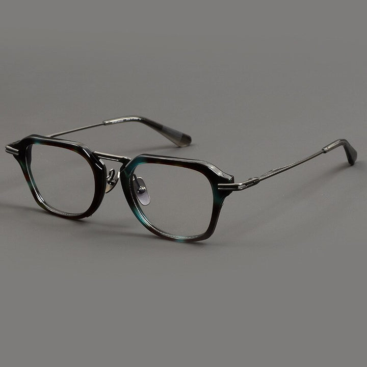 CCspace Unisex Full Rim Flat Top Square Titanium Acetate Eyeglasses 55373 Full Rim CCspace greyishGreen China