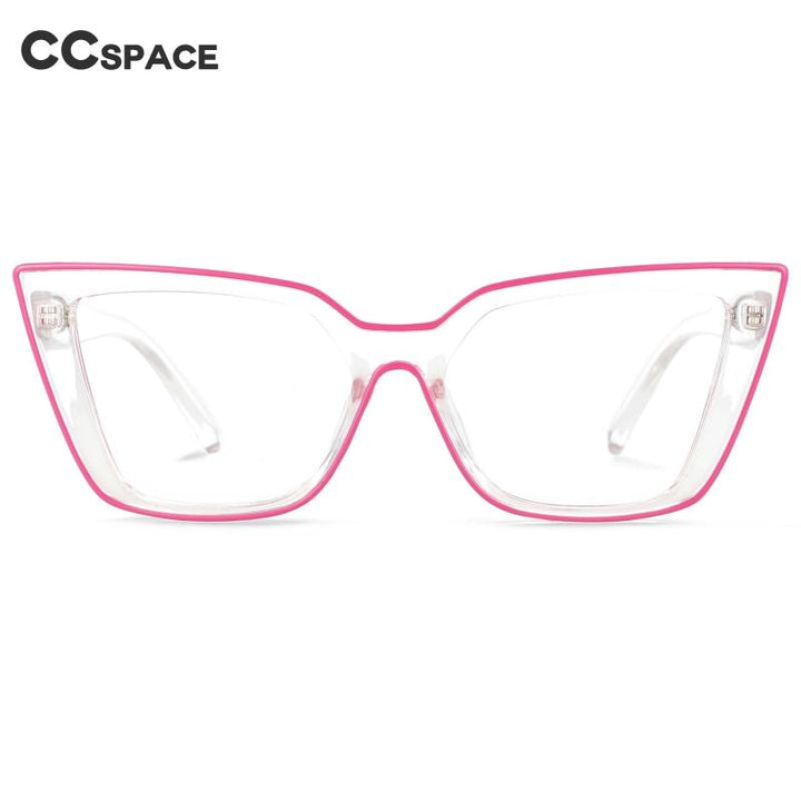 CCspace Women's Full Rim Square Flat Top Cat Eye Acetate Alloy Eyeglasses 55338 Full Rim CCspace
