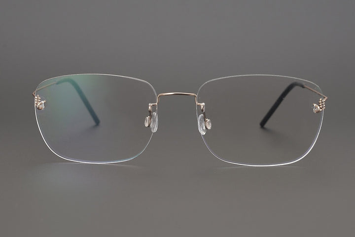 Chashma Ottica Unisex Rimless Square Titanium Alloy Screwless Frame Eyeglasses 100 Rimless Chashma Ottica